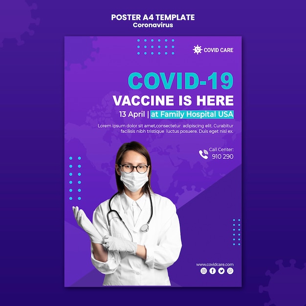 PSD gratuito plantilla de impresión informativa sobre coronavirus