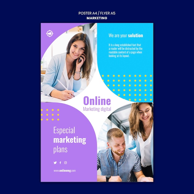 Plantilla de impresión de marketing con foto