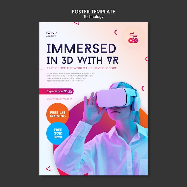 PSD gratuito plantilla de impresión de realidad virtual