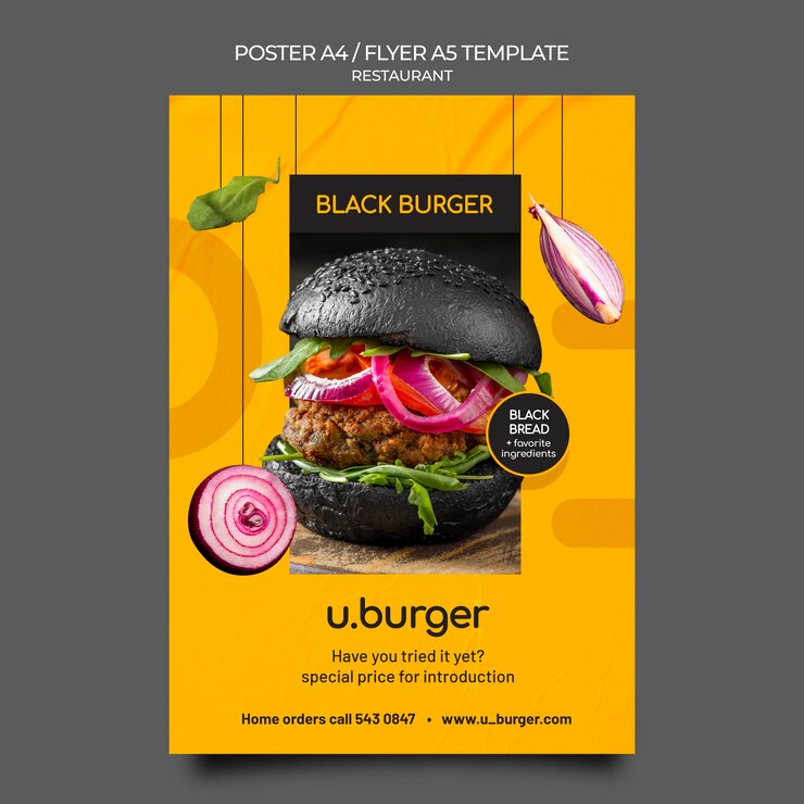 PSD gratuito plantilla de impresión de restaurante de hamburguesas