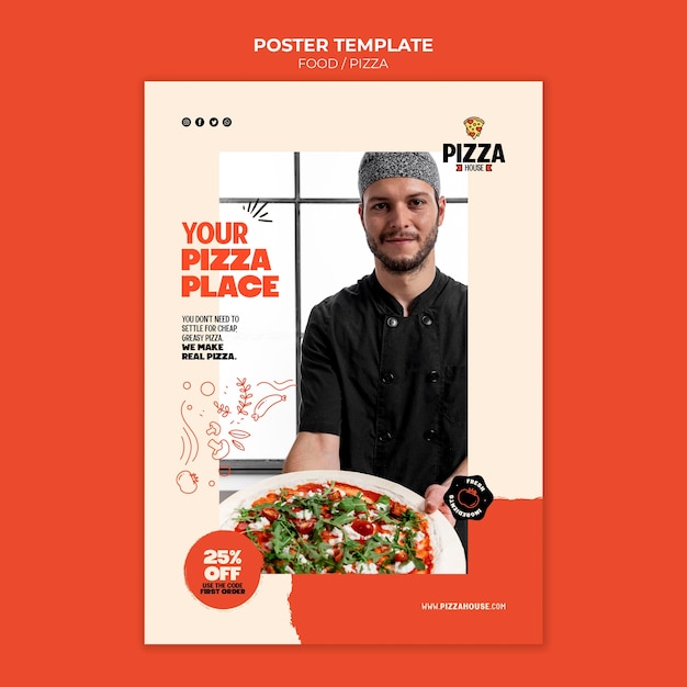 PSD gratuito plantilla de impresión de restaurante de pizza
