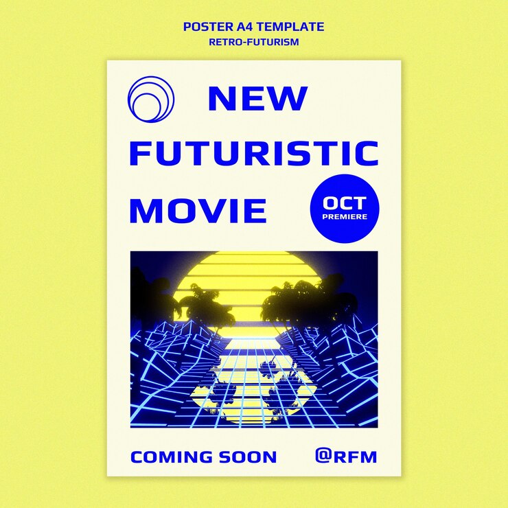PSD gratuito plantilla de impresión retro-futurismo