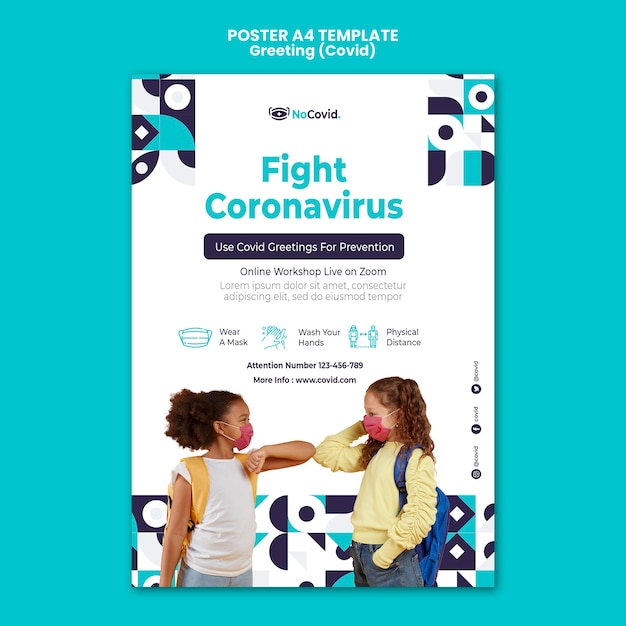 Plantilla de impresión de saludos de coronavirus con foto