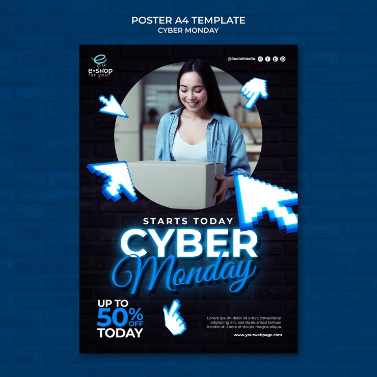 PSD gratuito plantilla de impresión tecnológica de cyber monday