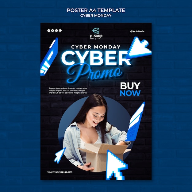 PSD gratuito plantilla de impresión tecnológica de cyber monday