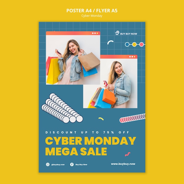 PSD gratuito plantilla de impresión de ventas creativas de cyber monday