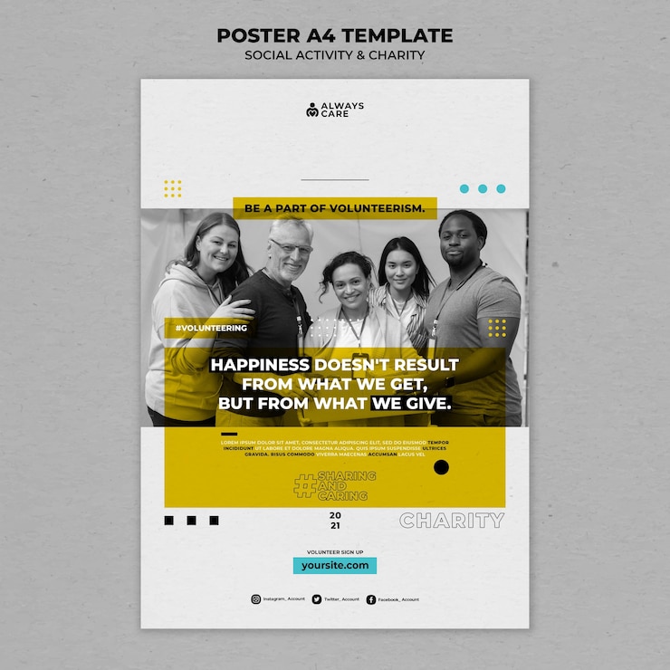 PSD gratuito plantilla de impresión vertical de actividad social y caridad