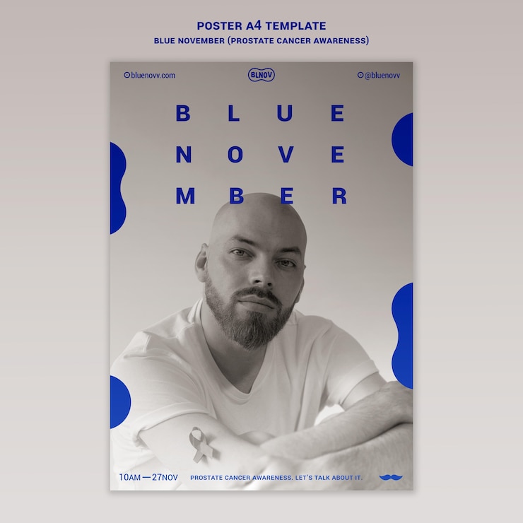 PSD gratuito plantilla de impresión vertical azul noviembre