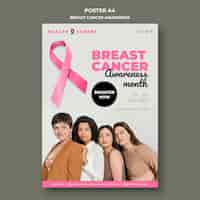 PSD gratuito plantilla de impresión vertical de concienciación sobre el cáncer de mama