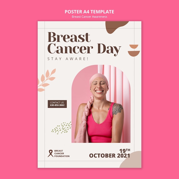 PSD gratuito plantilla de impresión vertical del día del cáncer de mama