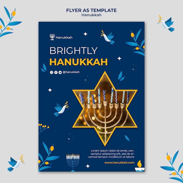 Plantilla de impresión vertical festiva de hanukkah