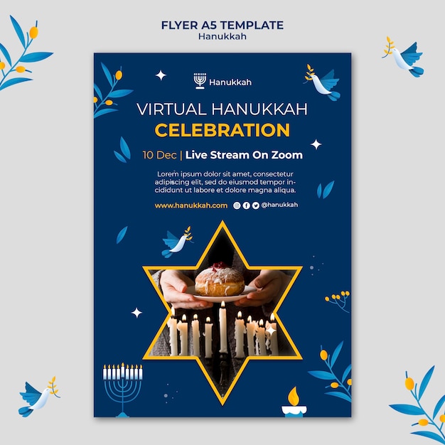 Plantilla de impresión vertical festiva de hanukkah