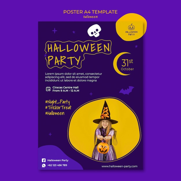 PSD gratuito plantilla de impresión vertical de fiesta de halloween