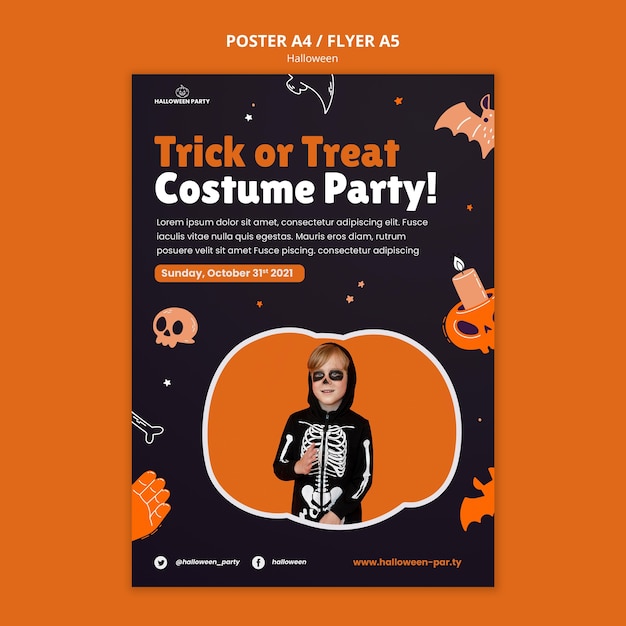 PSD gratuito plantilla de impresión vertical de halloween