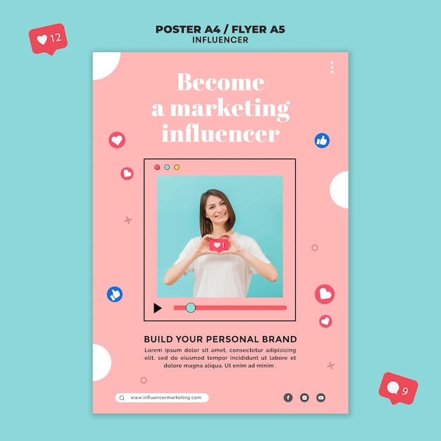 PSD gratuito plantilla de impresión vertical influencer