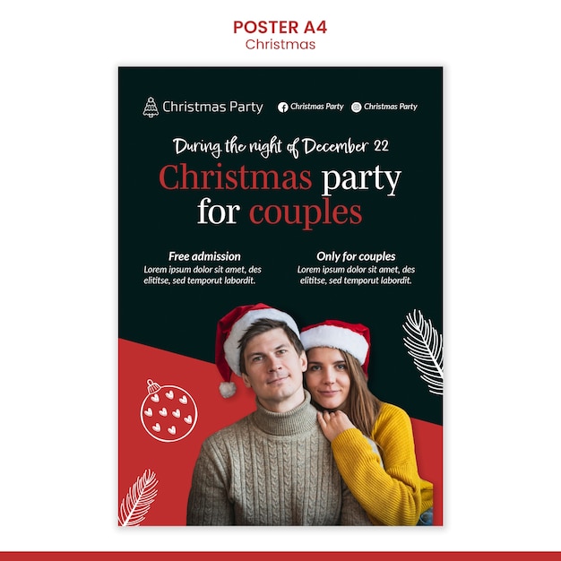 PSD gratuito plantilla de impresión vertical navideña festiva
