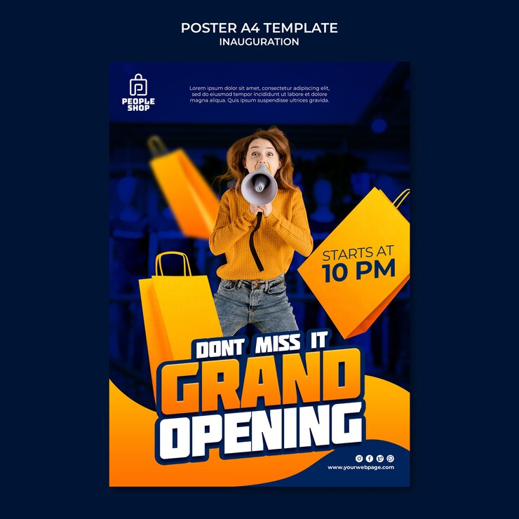 PSD gratuito plantilla de inauguración realista