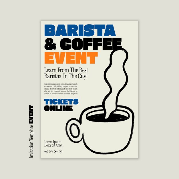 Plantilla incluso de café de diseño plano