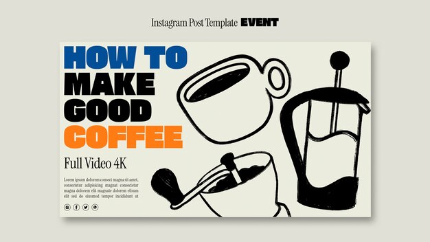 Plantilla incluso de café de diseño plano