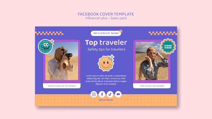 PSD gratuito plantilla de influencer de diseño plano