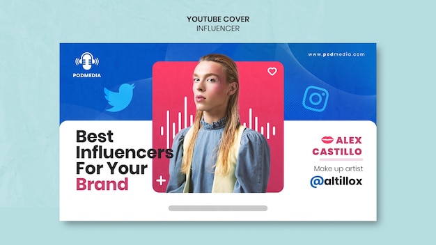 PSD gratuito plantilla de influencer de diseño plano