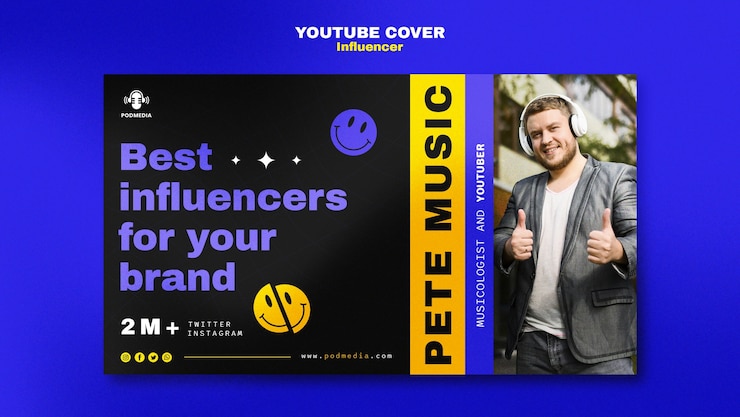 PSD gratuito plantilla de influencer de diseño plano