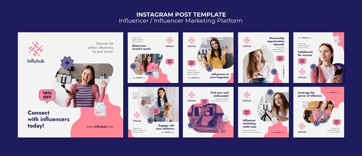 PSD gratuito plantilla de influencer de diseño plano