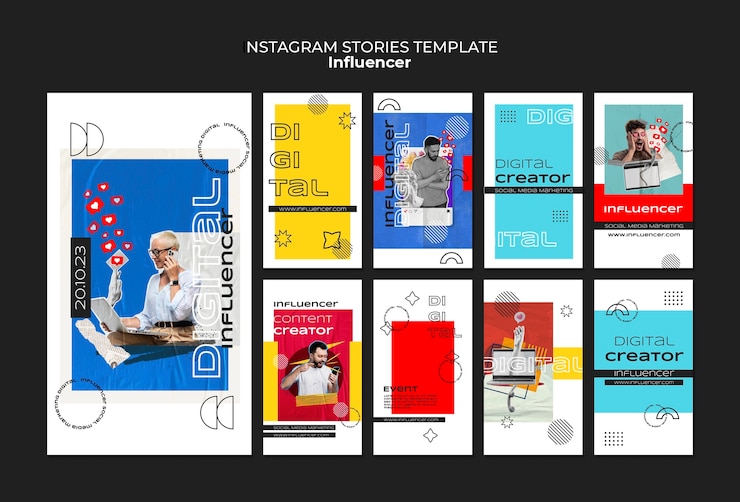 PSD gratuito plantilla de influencer de diseño plano