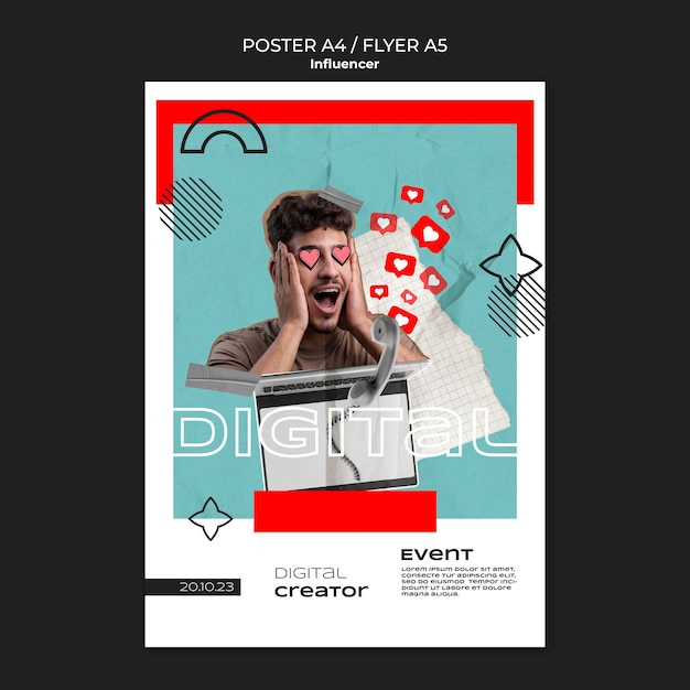 plantilla de influencer de diseño plano