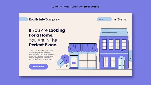 Plantilla inmobiliaria de diseño plano