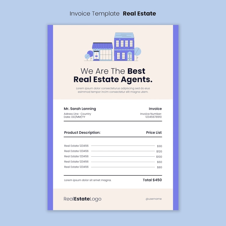 PSD gratuito plantilla inmobiliaria de diseño plano