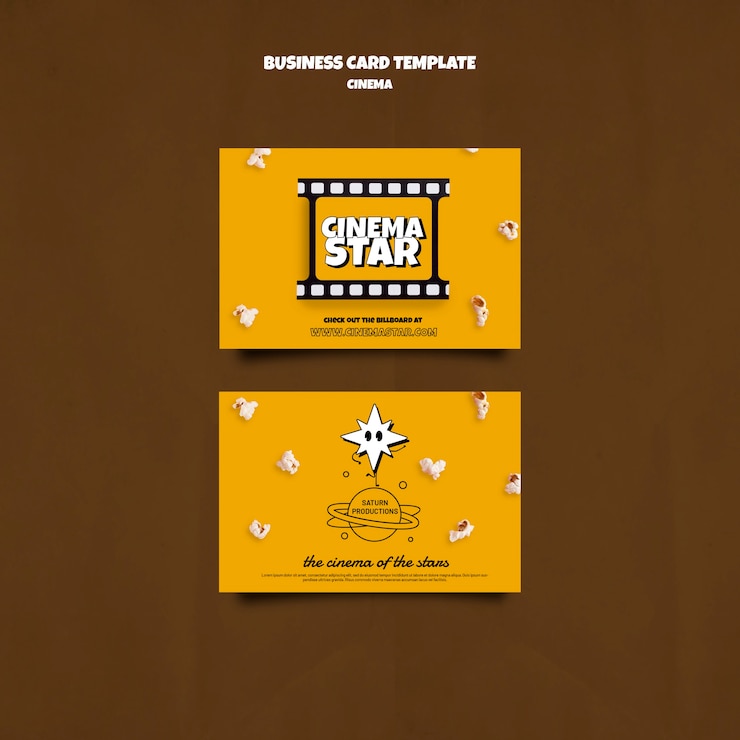 Plantilla inspirada en el cine de tarjeta de visita de diseño plano