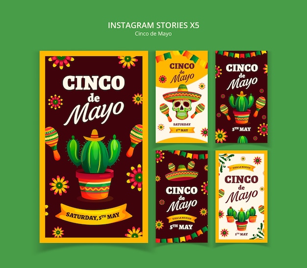 PSD gratuito plantilla de instagram de cinco de mayo