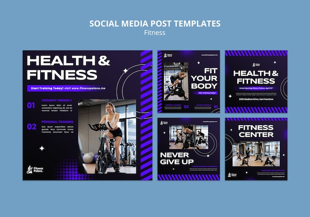 PSD gratuito plantilla de instagram de fitness de diseño plano