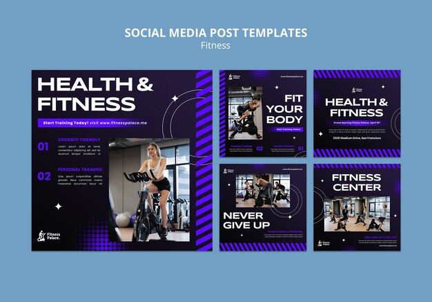 Plantilla de instagram de fitness de diseño plano
