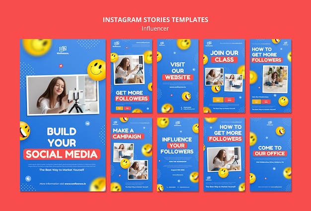 PSD gratuito plantilla de instagram de influencer de diseño plano