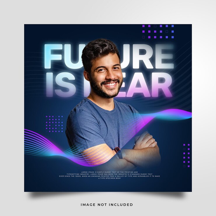 PSD gratuito plantilla de instagram de redes sociales de iluminación de resplandor futurista