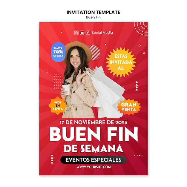 Plantilla de invitación al evento buen fin