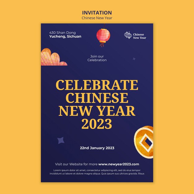 Plantilla de invitación de año nuevo chino