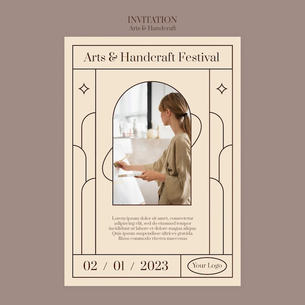 Plantilla de invitación de artes y artesanías