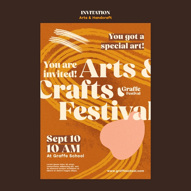 PSD gratuito plantilla de invitación de artes y artesanías