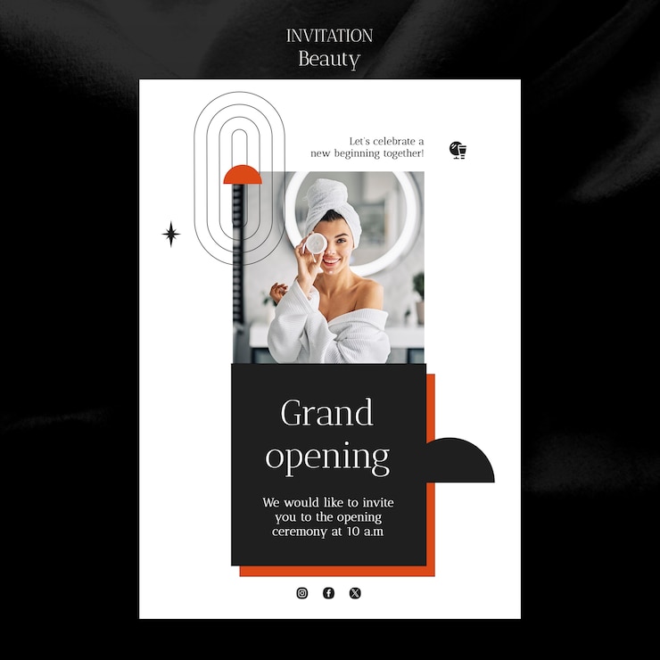 PSD gratuito plantilla de invitación de belleza de diseño plano