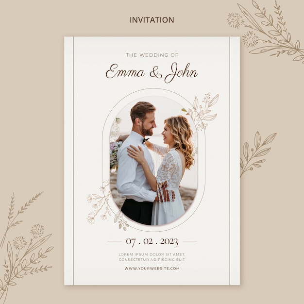 Plantilla de invitación de boda floral