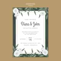 PSD gratuito plantilla de invitación de boda con flores