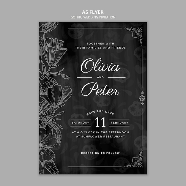 Plantilla de invitación de boda gótica