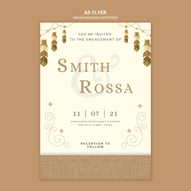 Plantilla de invitación de boda india