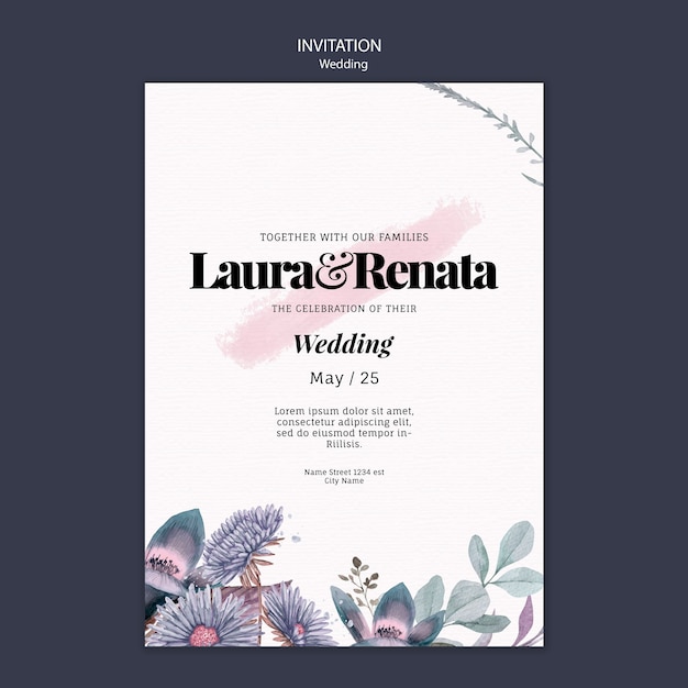 Plantilla de invitación de boda