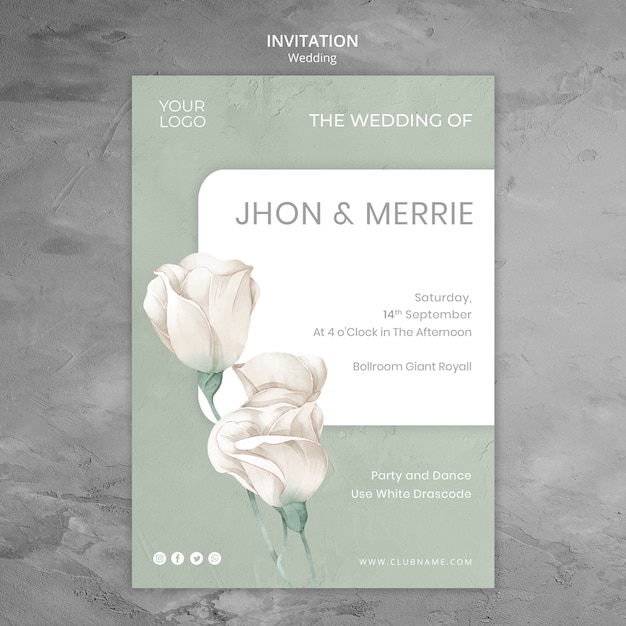 Plantilla de invitación de boda