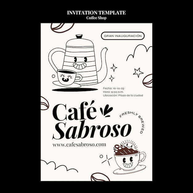 Plantilla de invitación a cafetería