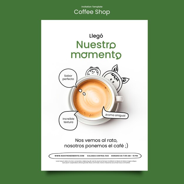 Plantilla de invitación para cafetería.
